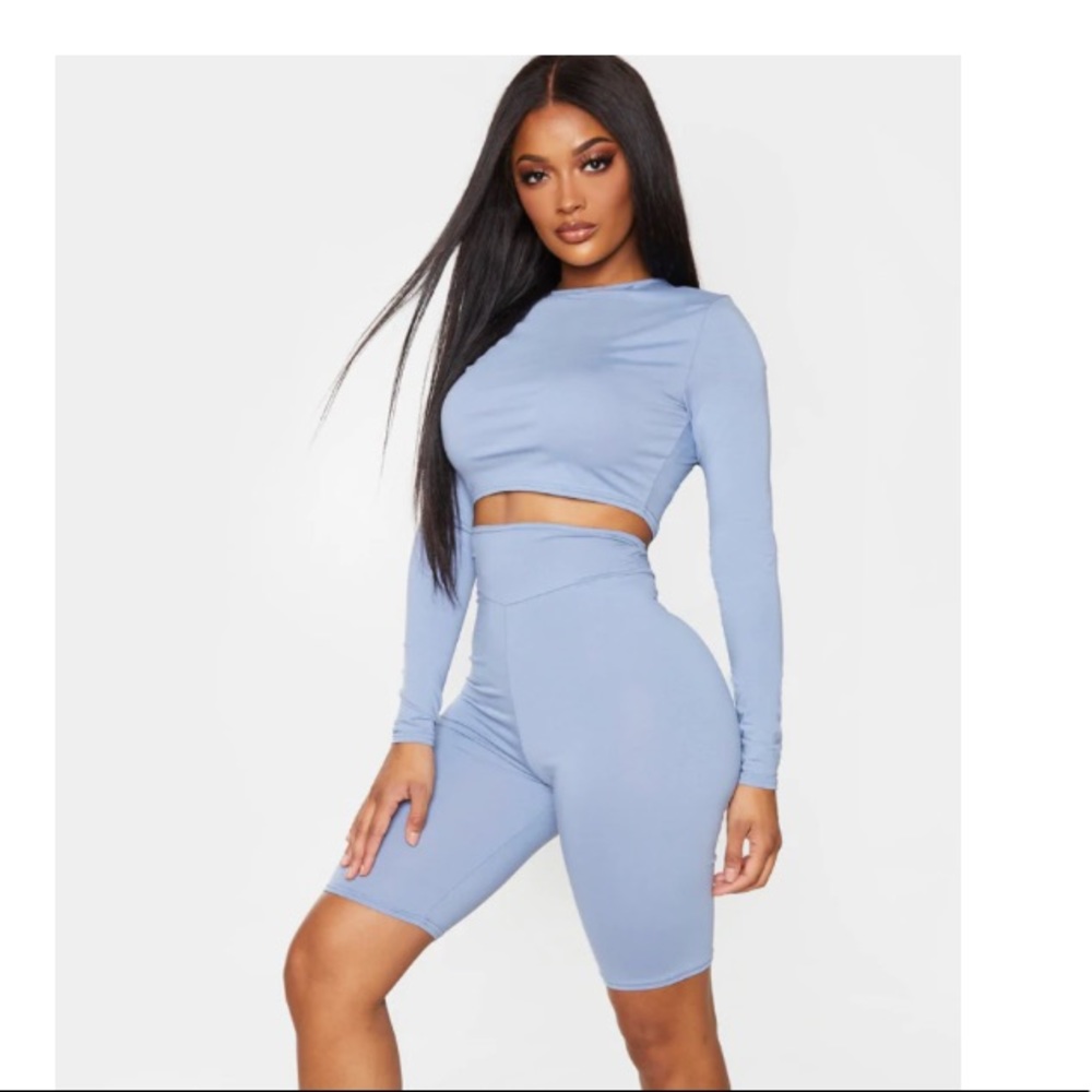 Blue high-waisted bike Shorts